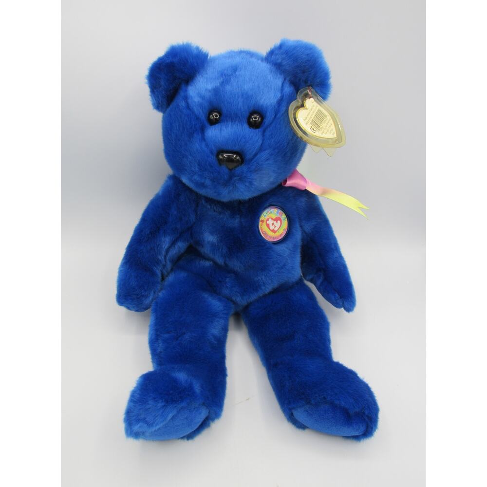 New w/ Tags TY Clubby the Bear Beanie Buddy Blue Plush 1999 Official Club 14"